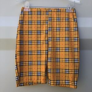 Goldenrod yellow plaid bicycle shorts S